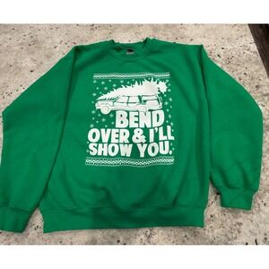 Green "Bend Over & I'll Show You" Christmas Sweatshirt M
